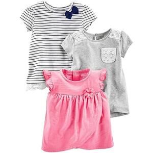 Simple Joys by Carter's Toddler Girls' 3-Pack Short-Sleeve Shirts Tops Cotton 3T